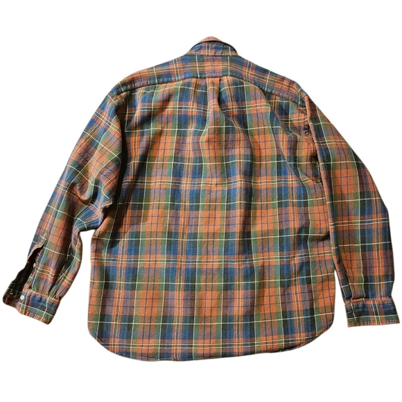 Ralph Lauren Blue Orange & Green Plaid Cotton Button-Down Sz XL - Picture 2 of 4